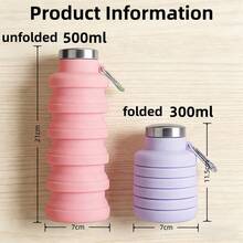 1pc 500ml Folding Water Bottle For Women Men Portable Sports Silicone Cup Reusable Drinking Bottle Outdoor Fitness Gym Travel Camping Hiking Trekking Office School Supplies - Purple - View 4