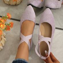 Zapatos de mujer: Zapatos negros de punta clásicos de moda, zapatos blancos, zapatillas de deporte de punta, mocasines, bailarinas, zapatos ligeros, transpirables y cómodos, estilo académico, zapatos con correa elástica cruzada, zapatos de corte bajo, adecuados para fiestas, escuela, uso diario, oficina, calle, fitness al aire libre, senderismo - Púrpura malva - Ver 6