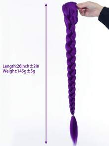 28-Inch Long Purple Synthetic Fiber Braided Wig With Clip-On Ponytail, Suitable For Cosplay, Halloween And Christmas