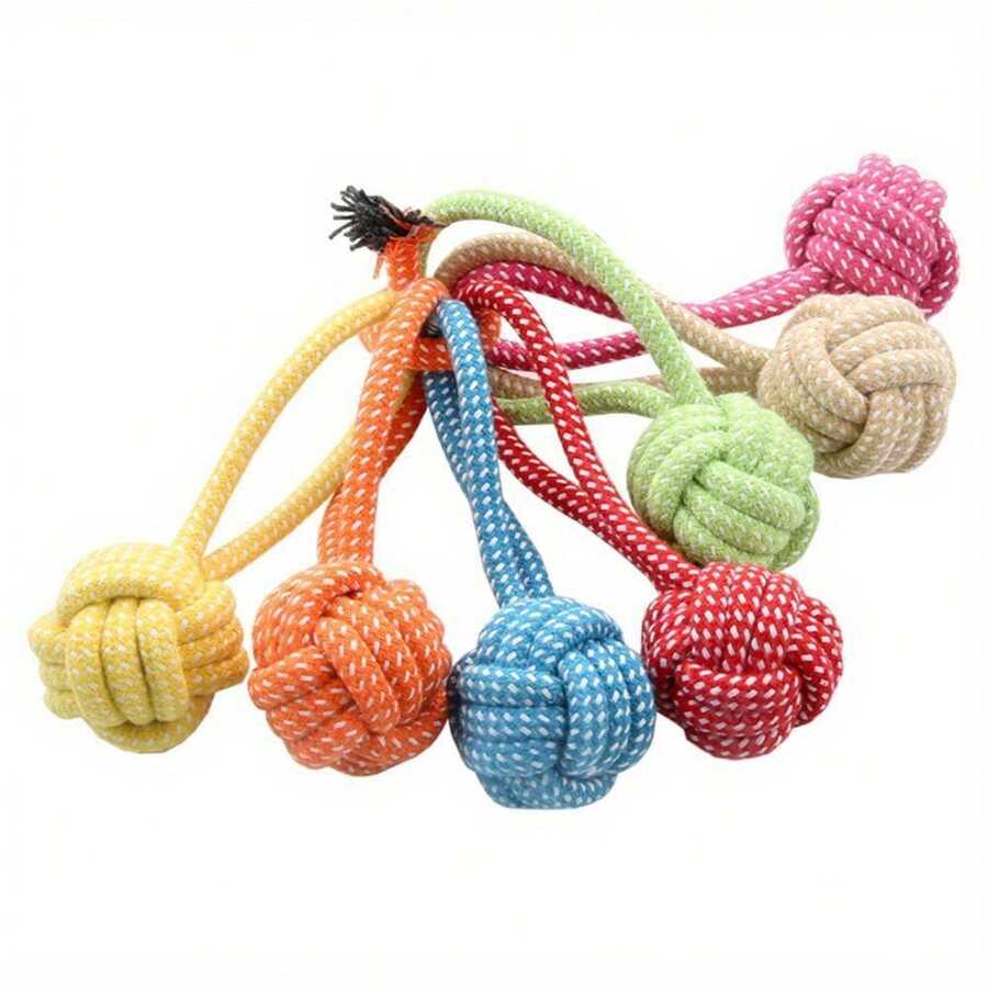 Pet Dog And Cat Bite Toys - Colorful Woven Rope Balls - Interactive Resistance Race, With Multi-Layered Surfaces, Suitable For Small/Medium/Large Dogs - Bright Colors - Dog Knot Toys/Resistance Training/Mixed Toys - Random Color - View 1