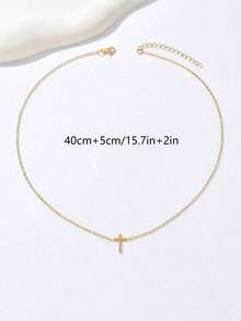 1pc Exquisite Fashion Cross Pendant Necklace Suitable For Women's Daily Wear - Vàng - Xem 6