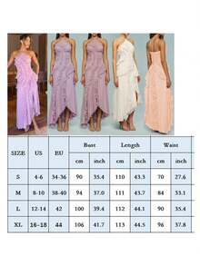 Women Ruffle Hem Pleated Sheer Mesh Long Maxi Dress Sleeveless Halter Neck Irregular Tiered Flowy Long Maxi Dresses For Wedding Guest Summer Holiday Beachwear - 紫羅蘭色 - 查看 11