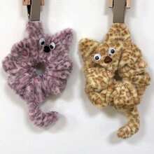 1pc Cute Animal Polyester Hair Scrunchie, 3D Cat Pattern, Versatile Elastic Hair Tie, Sweet & Adorable For Ponytail