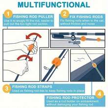 Fishing Rod Bracket Set With Multi-Function Shoulder Strap, Silicone Pole Holder, Lightweight Pole Holder, 5-Hole Fishing Rod Storage Accessories - Blue - View 6