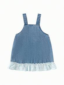 Balabala 女童牛仔连衣裙，轻盈透气面料，休闲风格，舒适的春季服装 - 牛仔中藍 - 查看 2