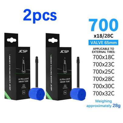 JCSP 1pc/2pcs Lightweight Anti-Puncture Bicycle Inner Tube, Blue, Suitable For Road Bikes, High-Strength Durable Material, Ultra-Thin Road Bike Inner Tube, Bicycle Accessories