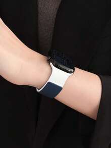 兼容苹果手表表带，1条男女通用双色硅胶表带，柔软防汗防滑运动表带，磁吸式表扣，适用于42mm/38mm/40mm/41mm/44mm/45mm/46mm/49mm的苹果手表，包括Ultra2、Ultra SE2、SE 11、10、9、8、7、6、5、4、3、2、1等型号。适合派对、聚会、海滩活动、旅行，也是圣帕特里克节的理想礼物。 - 海軍藍白 - 查看 7