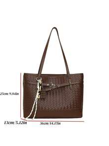 Women's Shoulder Tote Bag, Fashion Personalized Elegant Pendant, Large Capacity, Suitable For Shopping And Commuting, Coffee Color