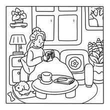 1 Pieza Libro para colorear de la Chica CoCo, un libro para colorear con una niña pequeña como personaje, que muestra un buen y cómodo tiempo de ocio, un libro de dibujos de diseño simple y audaz, un libro ilustrado diseñado para que adultos y adolescentes se relajen y cultiven la concentración - Unitalla - Ver 8