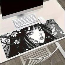 1 Peça de Mouse Pad com Design de Garota de Anime HD | Mouse Pad XXL Versátil Adequado para Jogos, Uso de Teclado e Trabalho de Escritório, Perfeito como Presente para Família e Amigos. Fácil de Limpar e Lavar, Perfeito para Casa, Escritório, Local de Trabalho, Sala de Jogos e Dormitório; Ideal para Suprimentos de Volta às Aulas, Presentes de Feriados para Namorados e Namoradas, Acessórios de Escritório, Suprimentos de Escritório, Tapetes de Mesa e Mouse Pads. - C - Visão 2