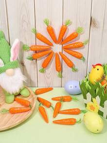 10/20个仿真迷你胡萝卜，逼真泡沫胡萝卜摆件，兔子造型小仿真蔬菜，适用于复活节主题派对、DIY家居厨房装饰、餐桌装饰、景观工艺品、礼品袋填充物、篮子填充物、拍照道具 - 彩色 - 查看 3