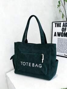 1个灯芯绒材质校园单肩包/斜挎包/办公包，简约多功能学生文具包，新款轻便休闲单肩包，多口袋设计，可装笔记本电脑、平板电脑和学习用品，适合各种场合。 - 彩色 - 查看 15