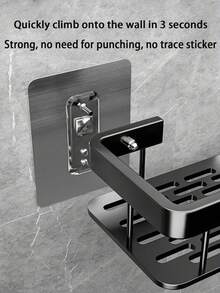 1pc Reinforced Thick Plastic Bathroom Shelf, Wall-Mounted Bathroom Storage Rack - Multicolor - View 7