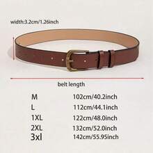 1条大码女士复古腰带，咖啡色搭扣，简约设计，百搭短裤、裙子，适合秋冬季日常穿着、上学、通勤、正式场合，也可作为情人节礼物。 - E - 查看 6