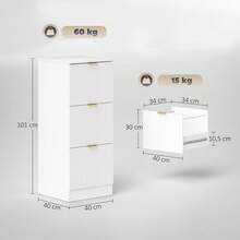 HOMCOM Arquivos de Arquivo - Branco - 40x40x101 cm - Ver 4