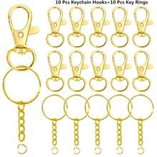 20/40/60/100pcs Rotating Spring Hooks With Keychain And Chain Key Rings, Suitable For Lanyards, Jewelry Making, Valentine's Day Gifts, DIY Crafts (10/20/30/50pcs Spring Hooks + 10/20/30/50pcs Key Rings With Rings And Chains) - Small Keychain Halo Chain - View 11