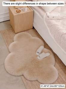 1pc Asymmetrical Cloud-Shaped Faux Rabbit Fur Rug, Soft, Fluffy, Easy To Clean, Cozy & Cute Indoor Decor Carpet, Suitable For Bedroom, Living Room, Sofa, Coffee Table, Dressing Room, Tea Room, Etc. - Light Beige - View 13