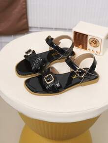 Children's Fashionable Summer Flat Sandals, One-Piece Sandals, New Stylish Elegant Minimalist High-Value - Black - View 7