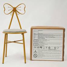 Light Pink & Dark Pink Butterfly Chair, Butterfly-Shaped Vanity Chair With Soft Cushion For Makeup Desk, Elegant Dining Chair, Accent Chair For Bedroom & Living Room, Gold Iron Frame, 220LBS Capacity - 灰色 - 查看 11