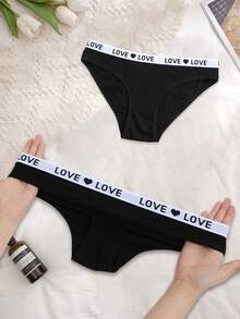 6条装女士低腰内裤套装，字母腰带，舒适性感，无痕女士内衣，黑色短裤，适合万圣节、秋季穿着 - 彩色 - 查看 4