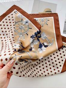 1条波点撞色时尚围巾，百搭配饰，适合夏季、通勤和日常穿着