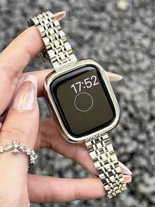 Set de 2 piezas Banda de metal de acero inoxidable + Carcasa, color plateado, compatible con correas de de 40mm, 41mm, 42mm, 38mm, 45mm, 44mm, 42mm, 46mm, 49mm, adecuado para Apple Watch Series 11/10/9/8/7/6/5/4/3/2/1/SE, Banda de reloj de lujo ultra delgada + Protector de pantalla, Banda plateada, Carcasa, Conjunto de accesorios para smartwatch - Plateado - Ver 8