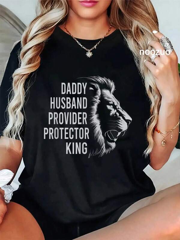 100% Cotton Unisex Daddy Husband Provider Protector King Fathers Day Dad T-Shirt Men's Women's Soft Crew Neck Tee Classic Fashion Summer Tops Printing Short Sleeve T-Shirt