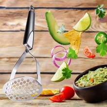 Prensas de patatas de acero inoxidable de alta resistencia para cocina, para frijoles, aguacates, frutas, fáciles de limpiar, accesorios de cocina, herramientas y gadgets, 1 pieza - Machacadores de patatas - Ver 8