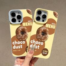 Dona de postre Choco Dust, compatible con  17,  16 Pro Max,  15 Pro Max,  13 y  12. Presenta una deliciosa cobertura de chocolate, un regalo perfecto para los amantes de los postres y los entusiastas de los bocadillos. - Amarillo - Ver 3