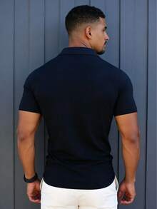 Men's Short Sleeve Sports Sweatshirt, Comfortable And Breathable, Suitable For Sports, Running And Fitness Summer - Navy Blue - View 3