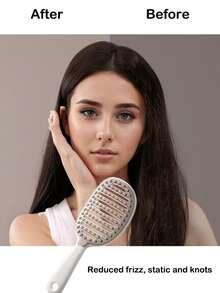 1pc Flip-Top Self-Cleaning Detachable Hair Comb, Suitable For Various Hair Types, ABS Plastic Handle, Scalp Massage, Straightening, Wet & Dry Use