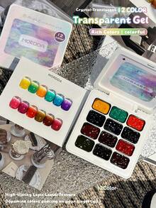 MORDDA 12-Color Nail Art Pigment Palette, Professional DIY Manicure Kit With Metallic Glitter & Holographic Effects, Vibrant Rainbow Colors For Home & Salon Use, Perfect Gift For Nail Enthusiasts & Beginners, Long Lasting Shimmer - Nhiều màu - Xem 3