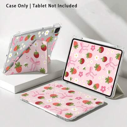 1pc Painted Effect Acrylic Crystal Tablet Protective Case With Stand, Compatible With Honor, , , Redmi, OPPO, VIVO, Apple, Fold Anti-Bend, Reinforced Silicone Corners, Auto Wake/Sleep Function, Built-In Pencil Slot, Multi-Angle Foldable Stand - Perfect Daily Protection, Great Holiday Gift