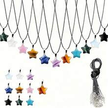 20pcs Vintage Moon Shaped Pendant With Adjustable Black Faux Leather Necklace Chain - Suitable For Jewelry DIY Bracelet And Earring Making, 10pcs Pendant + 10pcs Necklace Chain - Multicolor - View 2