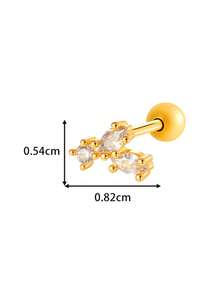 Toppiercing 1件极简主义铜锆石蝴蝶皇冠不锈钢耳骨耳环 - 彩色 - 查看 4
