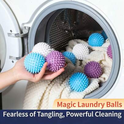 Reusable Laundry Dryer Balls - Anti-Wrinkle, Stain Removal, Anti-Pilling, Designed For Fabrics, No Electricity Needed, Fabric Softener Balls, Reduce Wrinkles And Static, Prevent Tangling In Homes And Laundromats, Multiple Colors Available