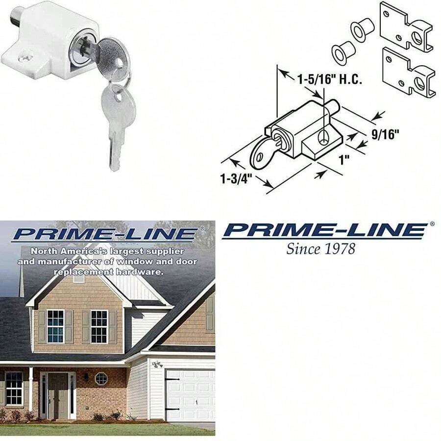 Prime-Line Products - Cerradura con llave para puerta corredera, 1-3/4", Blanco acabado - blanco acabado - Ver 1