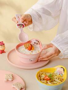 CRAYON SHINCHAN 1pc  Asymmetrical Ceramic Bowl, Suitable For Salad, Yogurt, Fruit, Fashionable Tableware, Microwave Kitchen Utensil, Healthy Food Salad Bowl - Multicolor - View 6