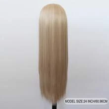 ZigZag Hair 40英寸混色金色直发合成蕾丝前假发，13x4蕾丝，耐热纤维发丝，预先拔毛的发际线，男女通用 - 180%密度 - 挑染金色 - 查看 10