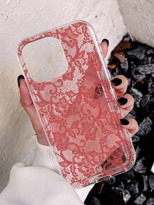 1Pc Romantic Lace Pattern Soft Transparent Airbag Phone Case, Anti-Slip, Suitable For IPhone 11/12/13/14/15/16 Pro Max,Valentine'S Day Gifts,Valentines Phone Case - màu8 (1 cái) - Xem 4