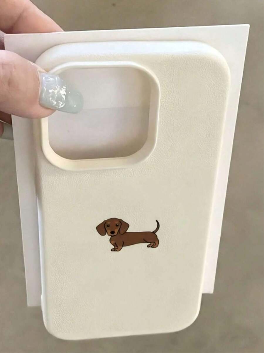 可爱腊肠犬图案荔枝纹理防震TPU简约手机保护壳，适用于苹果16、15、14、13、12、11、17 Pro Max / 三星Galaxy A05、A05S、A12、A13 4G、A13 5G、A14、A15 5G、A21S、A22 5G、A23 5G、A32 4G、A32 5G、A33 5G、A52 5G、A52 4G、A52S 5G、A53 5G、A54 5G、A71 4G、Note 10 Pro、Note 20 Ultra、S20 FE、S23、S23 Ultra、S24、S24 Ultra - 彩色 - 查看 1