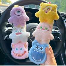 Cute Monster Plush Doll Car Safety Belt Cover, Car Interior Decoration Accessories