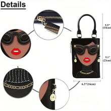 Women's Novelty Unique Face Top Handle Handbag Women's Fashionable Handbag Hobo Crossbody Bag Shoulder Bag - 黑色 - 查看 5