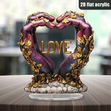 Modern Acrylic Love Hand Decor Sign And Plaque - Romantic Desktop Decor, Suitable For Office - Multicolor - View 7
