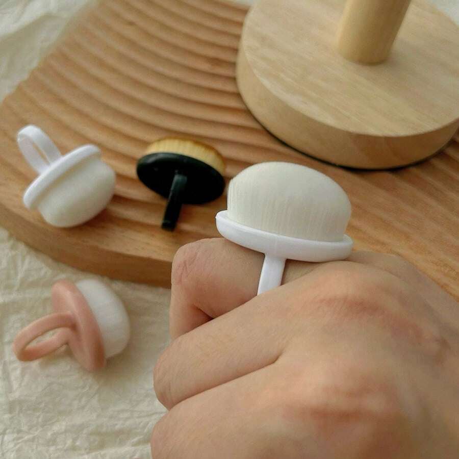 Ring Style Nail Art Pre-Treatment Back Edge Dust Brush Finger Ring Type Fine Soft Bristle Brush Nail Dust Sweeper Nail Art Tool 1 Piece - Cọ quét bụi màu hồng XY số 017 - Xem 1