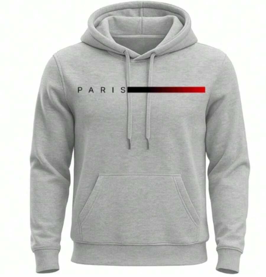 PARIS Unisex Children's And Youth Sweatshirt, Kangaroo Fleece Sweatshirt With Pockets, Premium Cotton 2026 For Boys And Girls - Xám - Xem 1