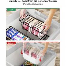 4pcs Stackable Chest Freezer Baskets Fold-Down Handles For 198L Freezer & Pantry - Black - View 2