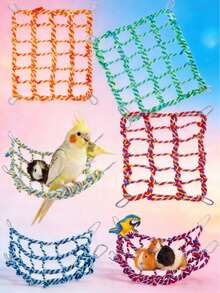 1pc Pet Climbing Rope Net Hammock - Suitable For Hamster/Mouse/Parrot/Glider Habitat Decor And Toy, Valentine's Day Gift - Multicolor - View 2