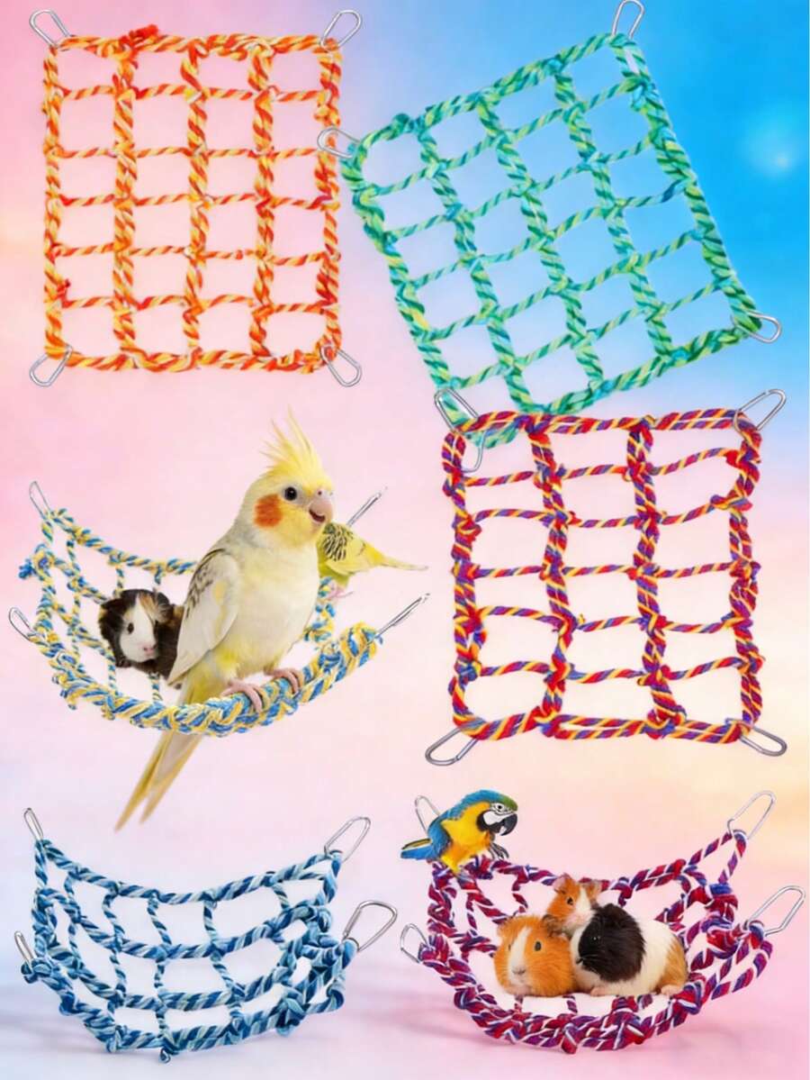 1pc Pet Climbing Rope Net Hammock - Suitable For Hamster/Mouse/Parrot/Glider Habitat Decor And Toy, Valentine's Day Gift
