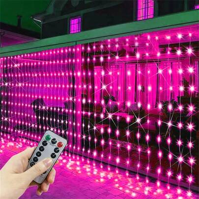 USB Powered Remote Control Curtain Lights, 8 Modes Fairy String Lights, Suitable For Valentine's Day, Christmas, Wedding, Garden, Seasonal Decoration, New Year Home Atmosphere Lighting